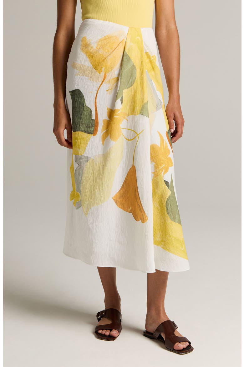 Abstract Draped Midi Skirt, Main, color, OFF WHITE/SUN