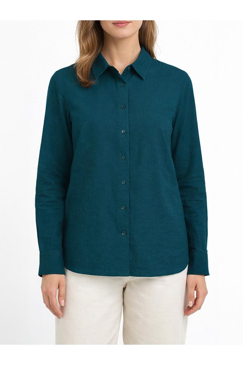 Relaxed Fit Long Sleeve Linen Shirt, Alternate, color, Marine Navy