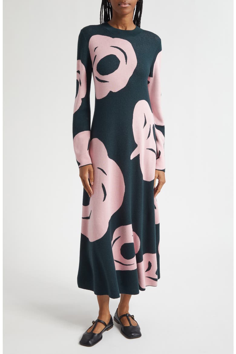 Leikkuu Tumma Floral Long Sleeve Sweater Dress (Women) | Nordstromrack