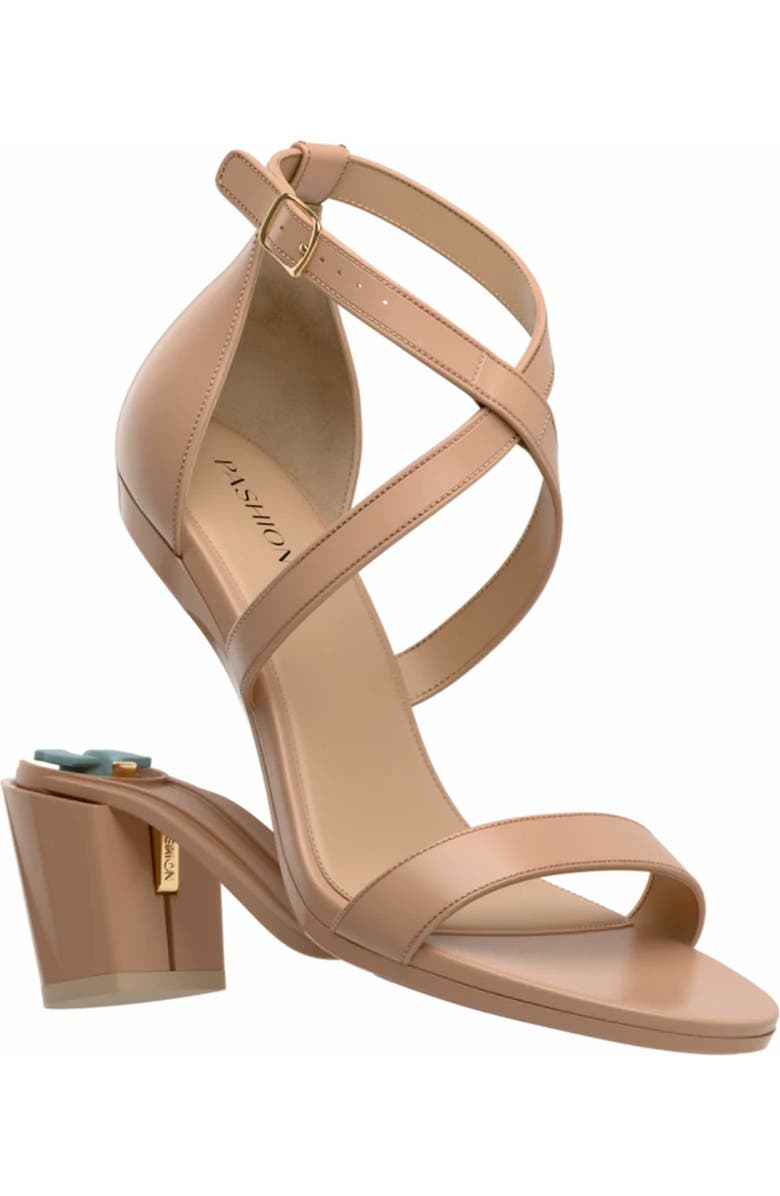 Pashion Footwear The Sandal 3" Block Heel, Alternate, color, Latte Leather