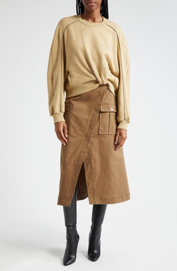 3.1 Phillip Lim Mixed Media Dress In Khaki-oak
