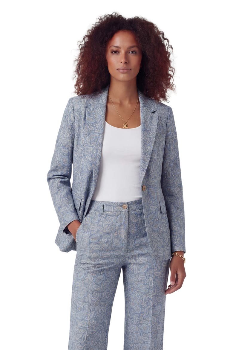 Paisley Pile Womens Tailored Blazer, Main, color, PAISLEY PILE NATURAL