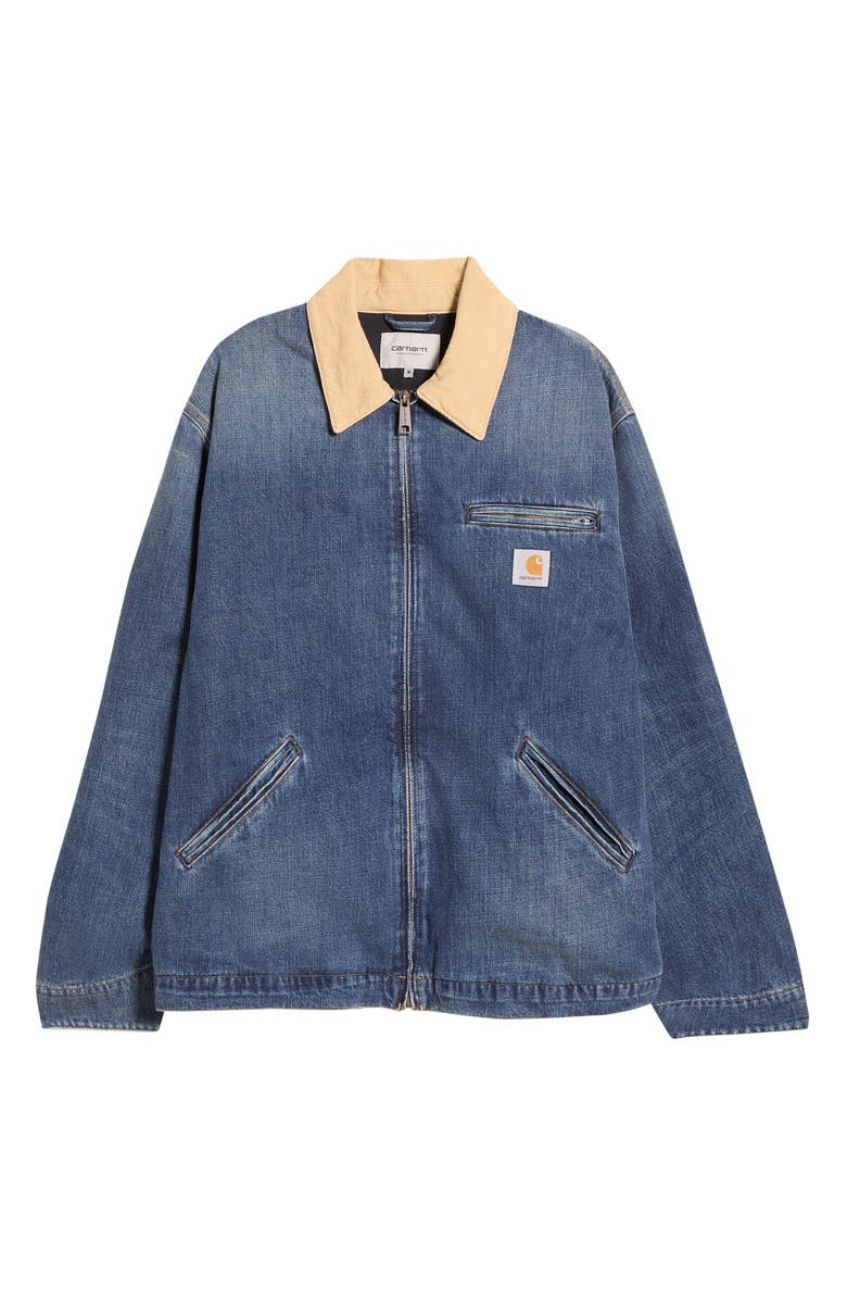 Carhartt Work In Progress OG Detroit Denim Jacket, Main, color, Blue / Dusty Heather Brown