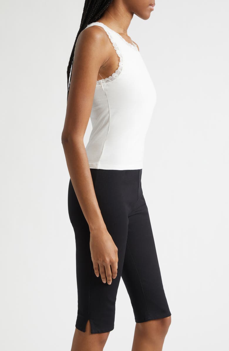 POSSE Roberta Lace Trim Cotton Tank, Alternate, color, Ivory
