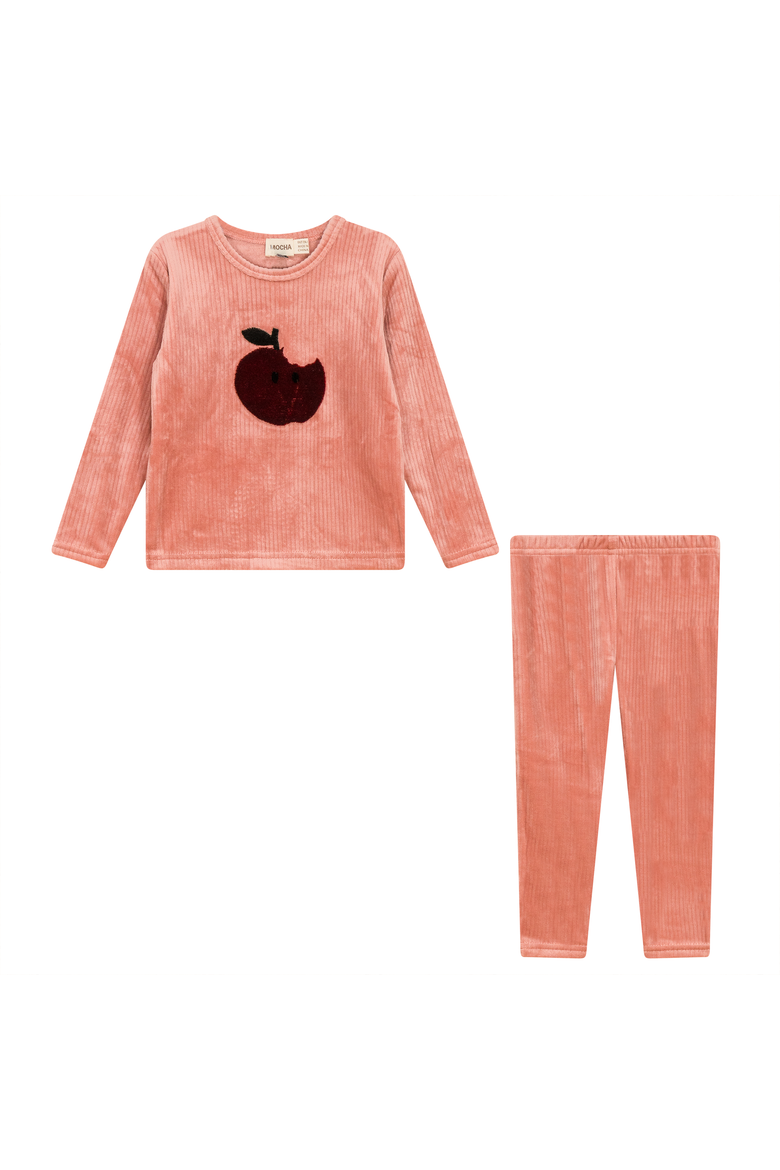 Apple Cotton Velour 2 Piece Top and Pant Set, Main, color, Clay