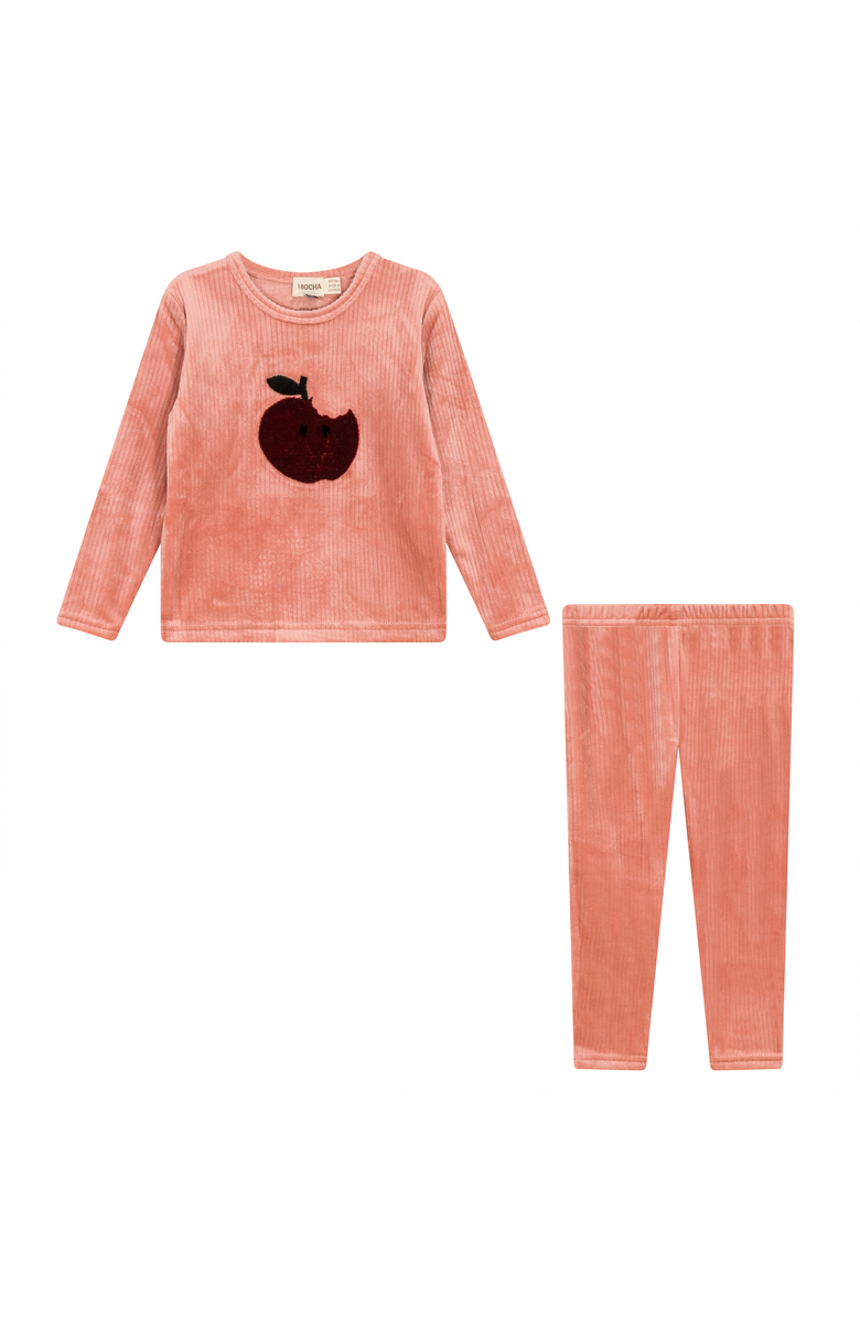 Mocha Apple Cotton Velour 2 Piece Top and Pant Set, Main, color, Clay