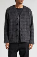 OUR LEGACY Fuzzy Check Wool & Alpaca Blend Cardigan