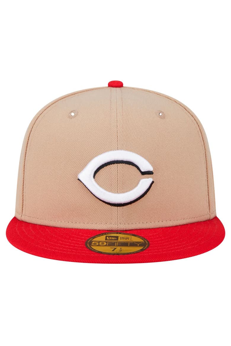 Men's New Era Khaki Cincinnati Reds 59FIFTY Fitted Hat, Alternate, color, Khaki