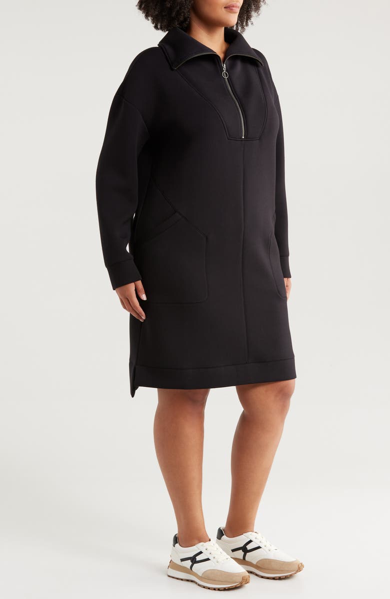 Caslon<sup>®</sup> Half Zip Long Sleeve Sweatshirt Dress, Alternate, color, 