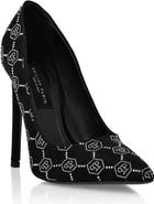 PHILIPP PLEIN Satin Decollete Hi-Heels Strass Monogram Women