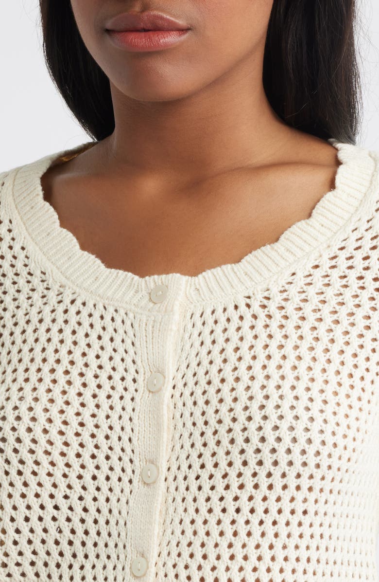 VERO MODA Sandia Open Stitch Organic Cotton Blend Cardigan, Alternate, color, Birch