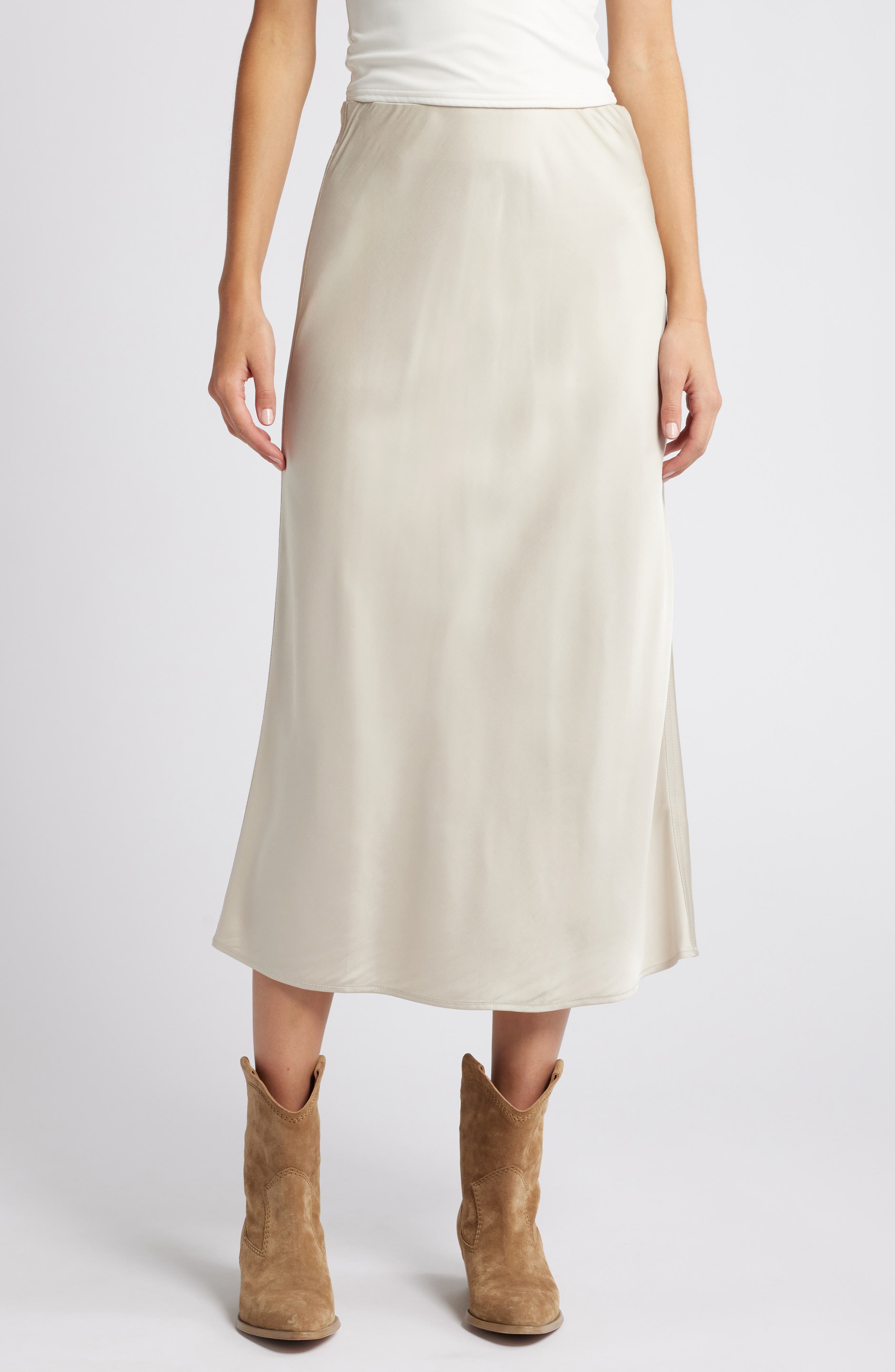 Treasure & Bond Bias Cut Satin Midi Skirt