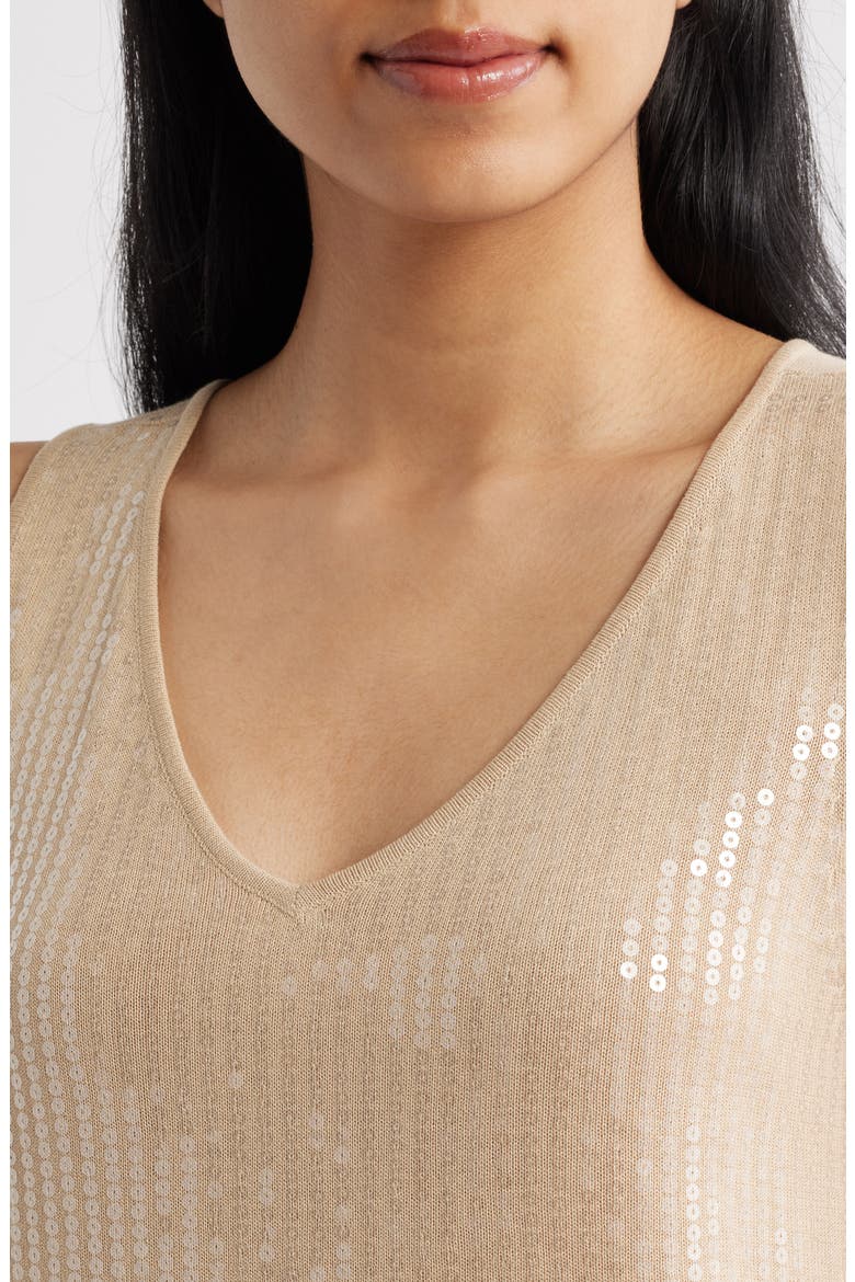 Double V-Neck Sweater Tank, Alternate, color, SAFARI