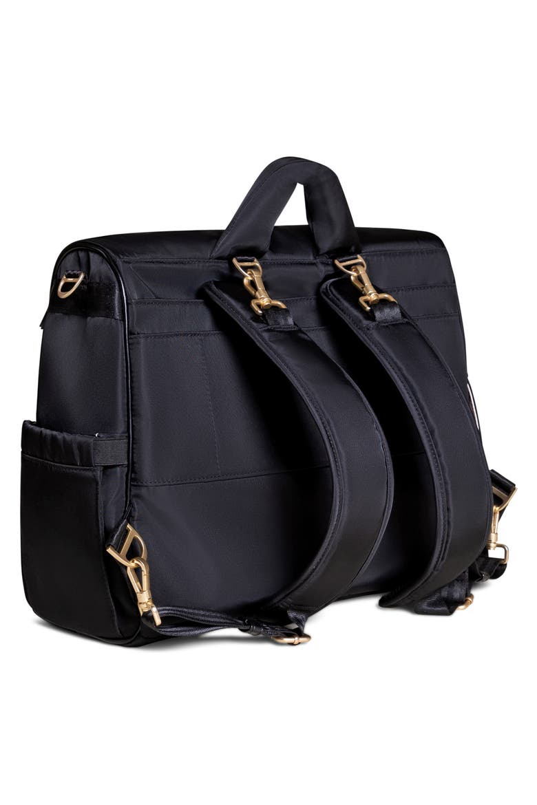 Twill Diaper Backpack Satchel, Alternate, color, BLACK