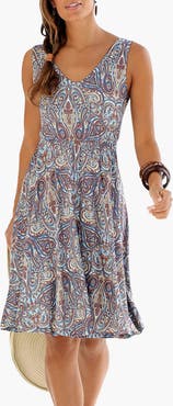 LASCANA Women's Sleeveless Paisley Dress