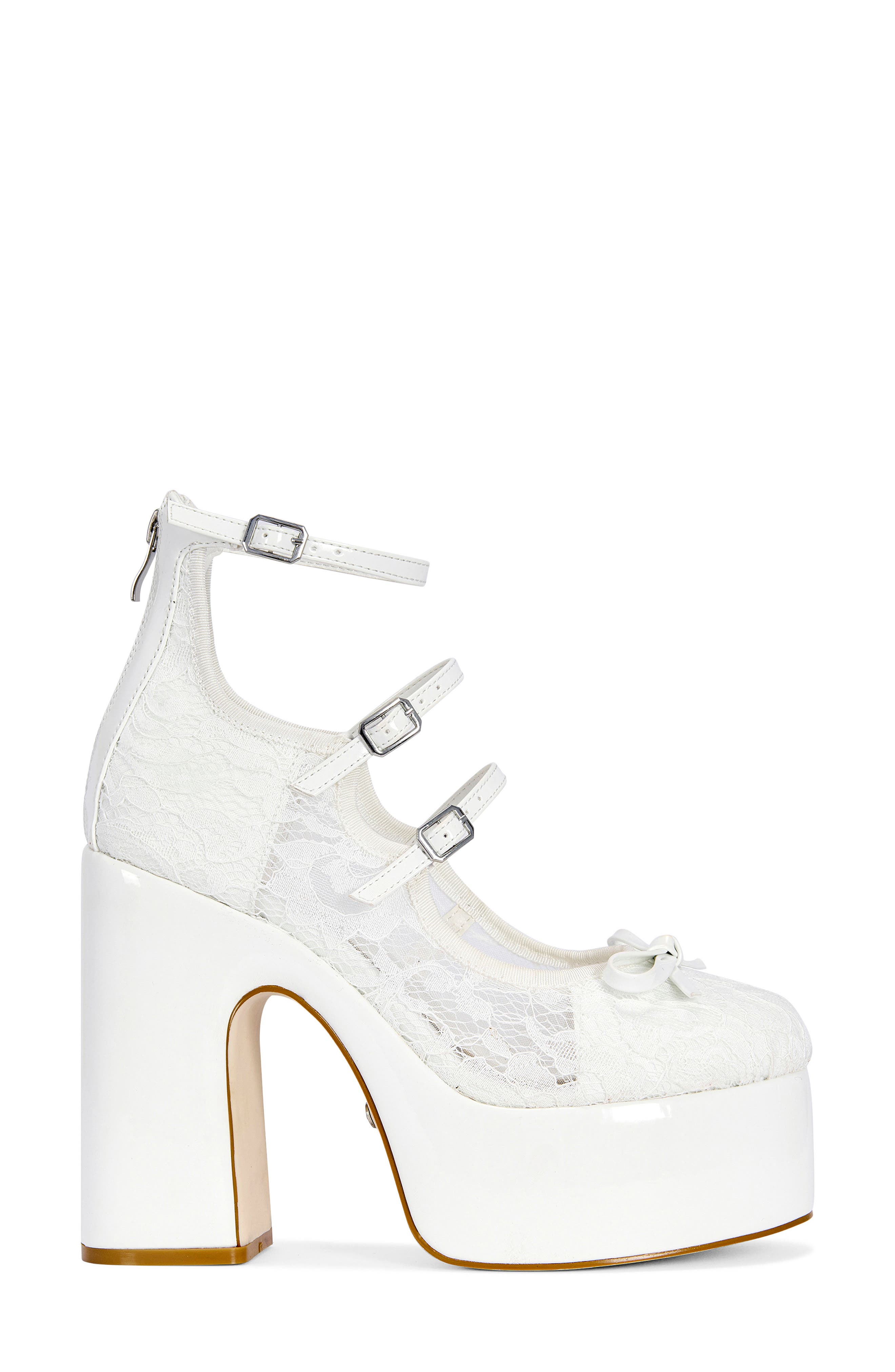AZALEA WANG Sprout Platform Ankle Strap Pump, Alternate, color, White