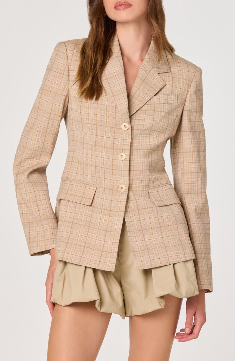 ASTR the Label Valor Plaid Blazer, Alternate, color, Tan Plaid