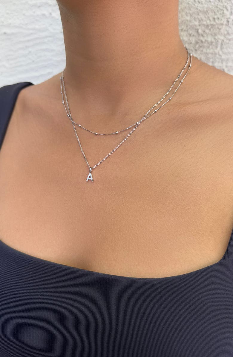 Adornia Initial Pendant Layered Chain Necklace, Alternate, color, Silver-A