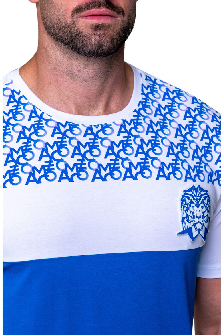 Combo Print Colorblock Stretch Cotton Graphic Tee, Alternate, color, BLUE