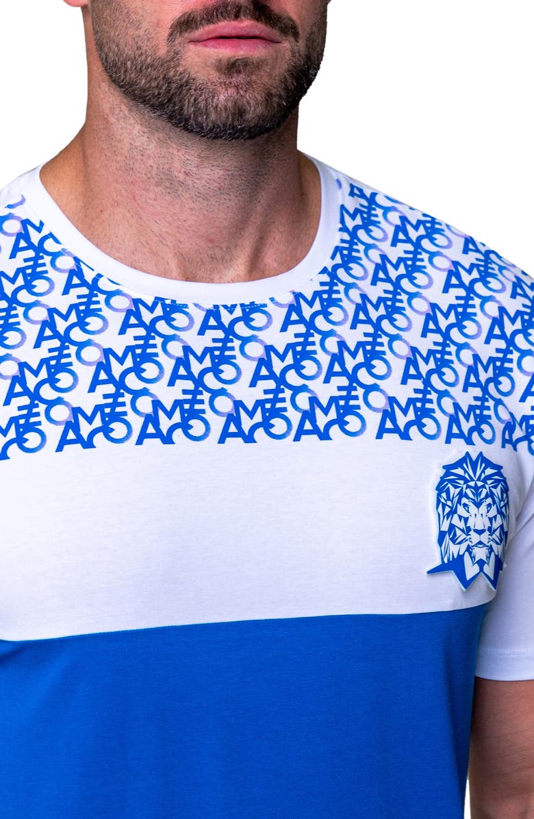 Maceoo Combo Print Colorblock Stretch Cotton Graphic Tee, Alternate, color, Blue