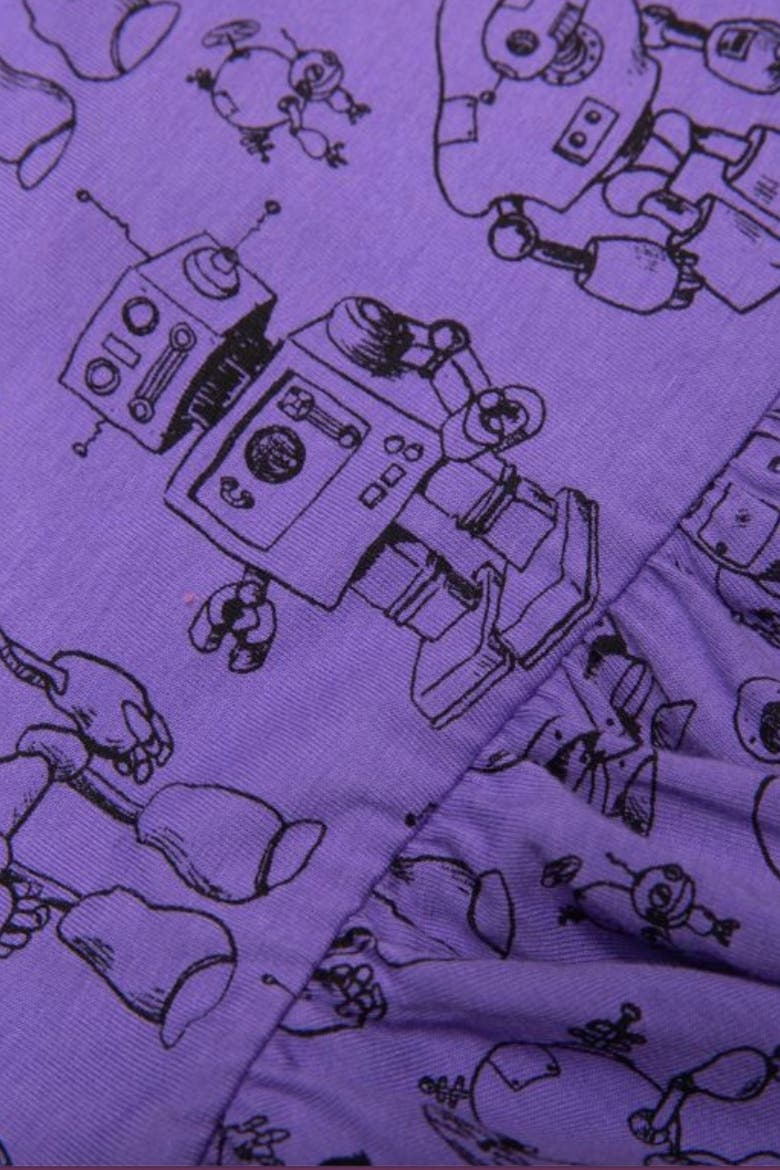 Printed Long Sleeve Bubble Romper, Alternate, color, Robots