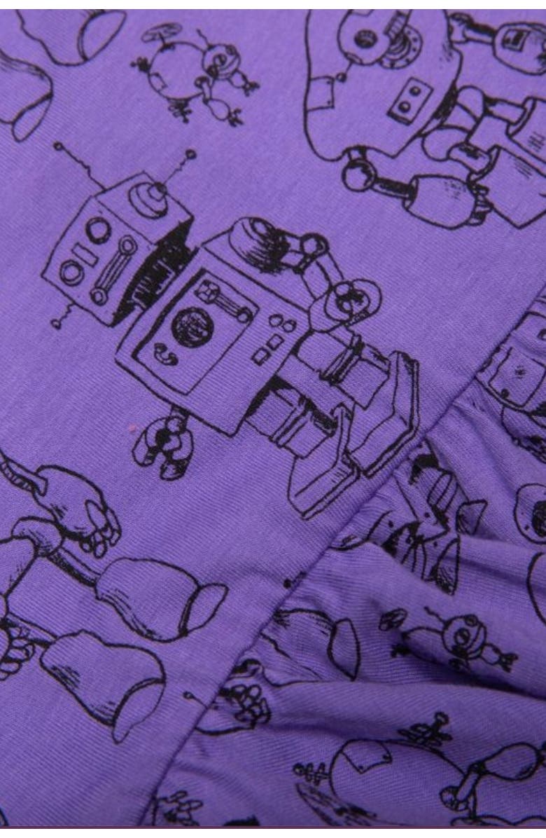 WORTHY THREADS Printed Long Sleeve Bubble Romper, Alternate, color, Robots