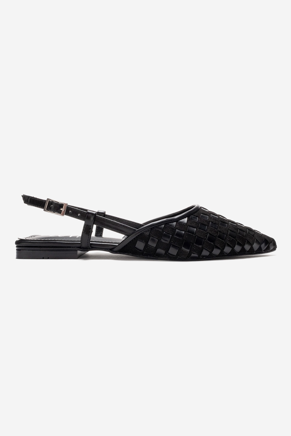 Prologue Shoes Chanda Pointed Toe Woven Sandal, Alternate, color, Black