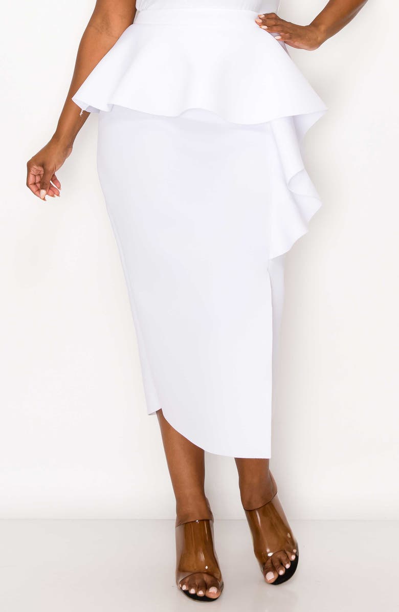 L I V D Ruffle Peplum Midi Skirt, Alternate, color,