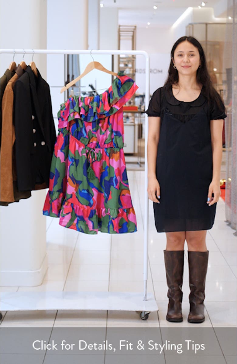 Evolet Floral Print One-Shoulder Minidress, sales video thumbnail