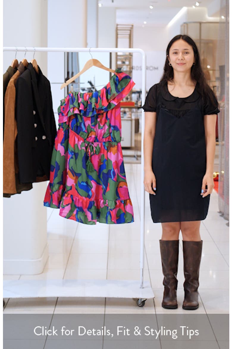 Evolet Floral Print One-Shoulder Minidress video