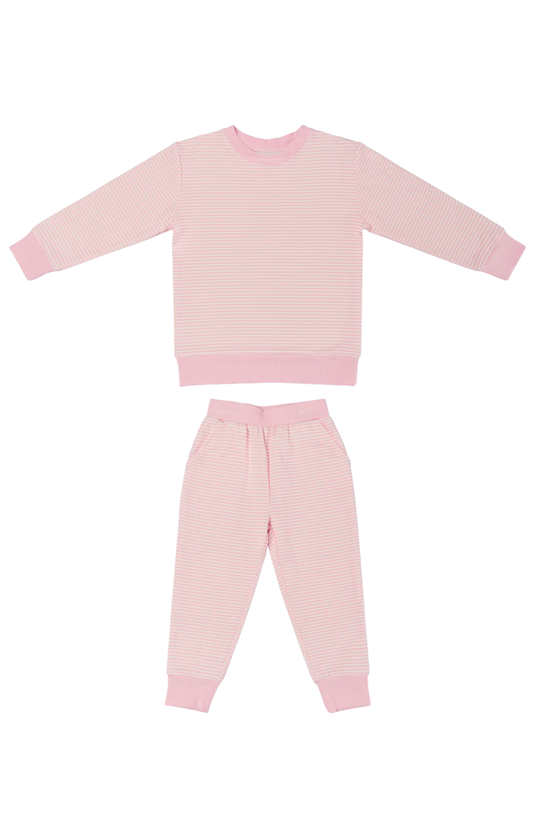 Motette Peony Stripe Little Lounger Sweatsuit, Alternate, color, Soft Pink And White Stripes