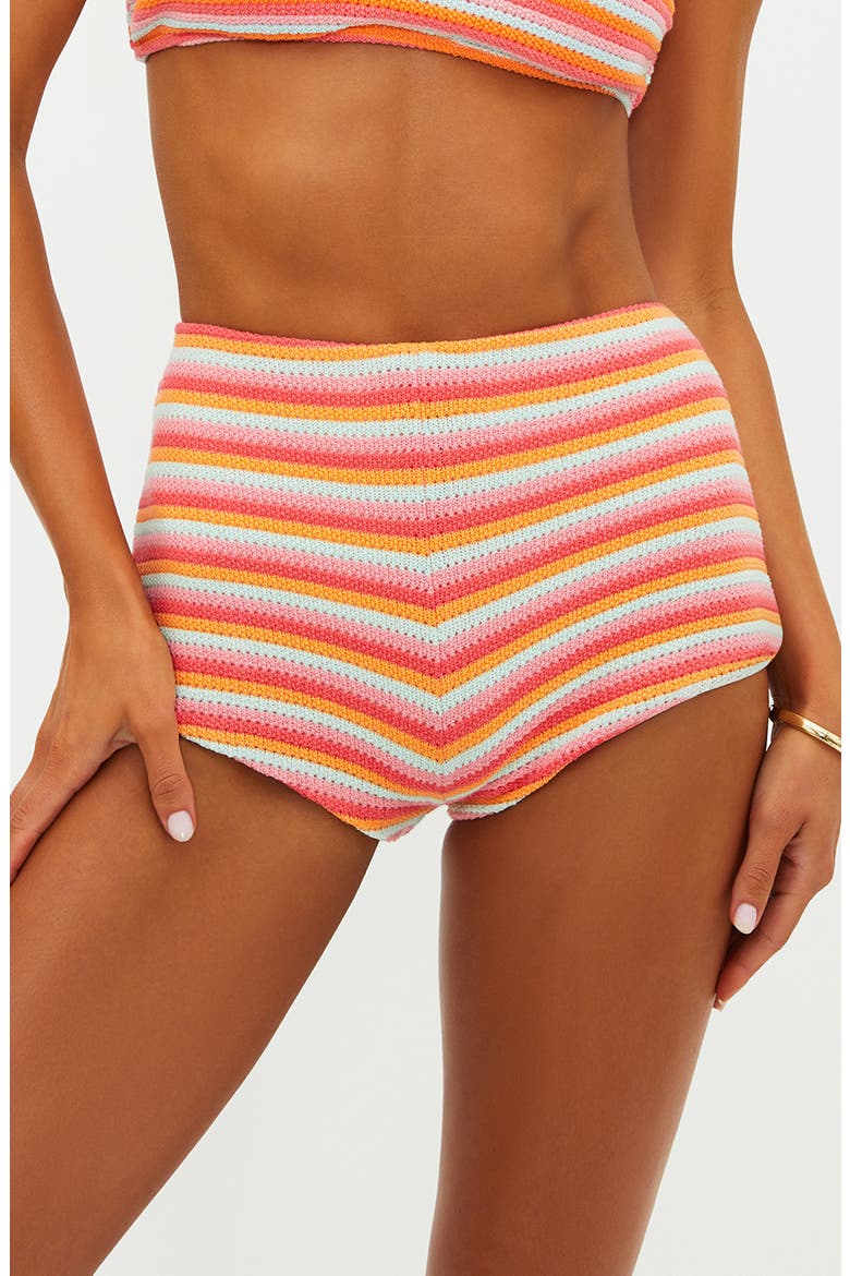 Nyx Open Stitch Swim Shorts, Main, color, GUAVA JELLY CROCHET