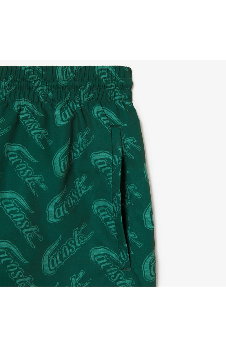 Lacoste Logo Print Cotton Swim Trunks, Alternate, color, 