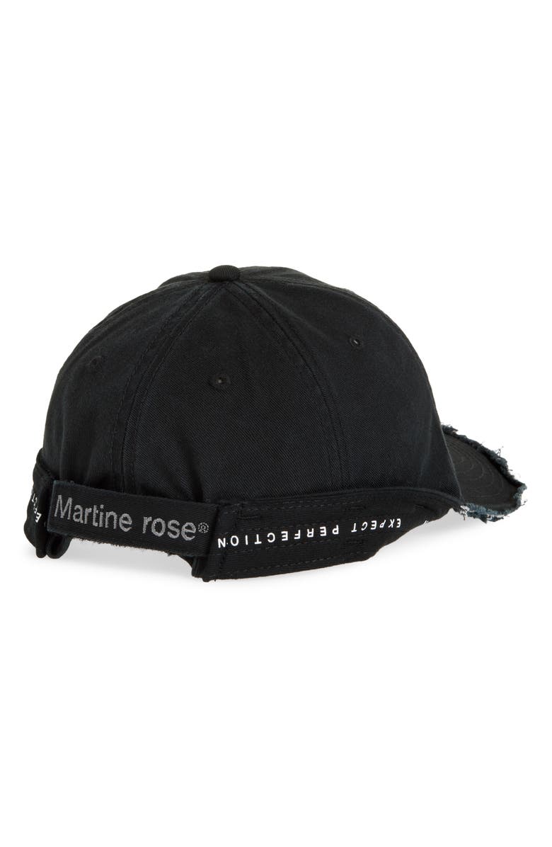 Martine Rose Roll Back Distressed Embroidered Adjustable Baseball Cap, Alternate, color, Black