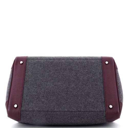 Pre-owned Hermes  Hermes Go Team Hac Birkin Bag Felt And Togo With Palladium Hardware 40 In Gray