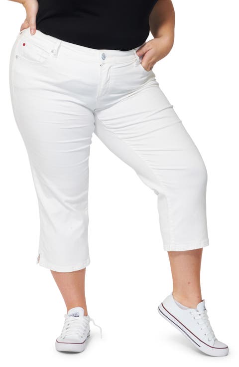 Mid Rise Straight Leg Crop Jeans (Optical White) (Plus)