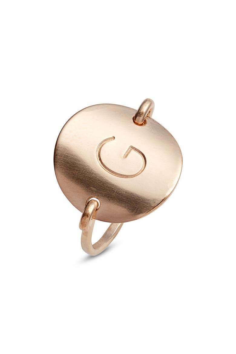 Coin Initial Ring, Main, color, GOLD G