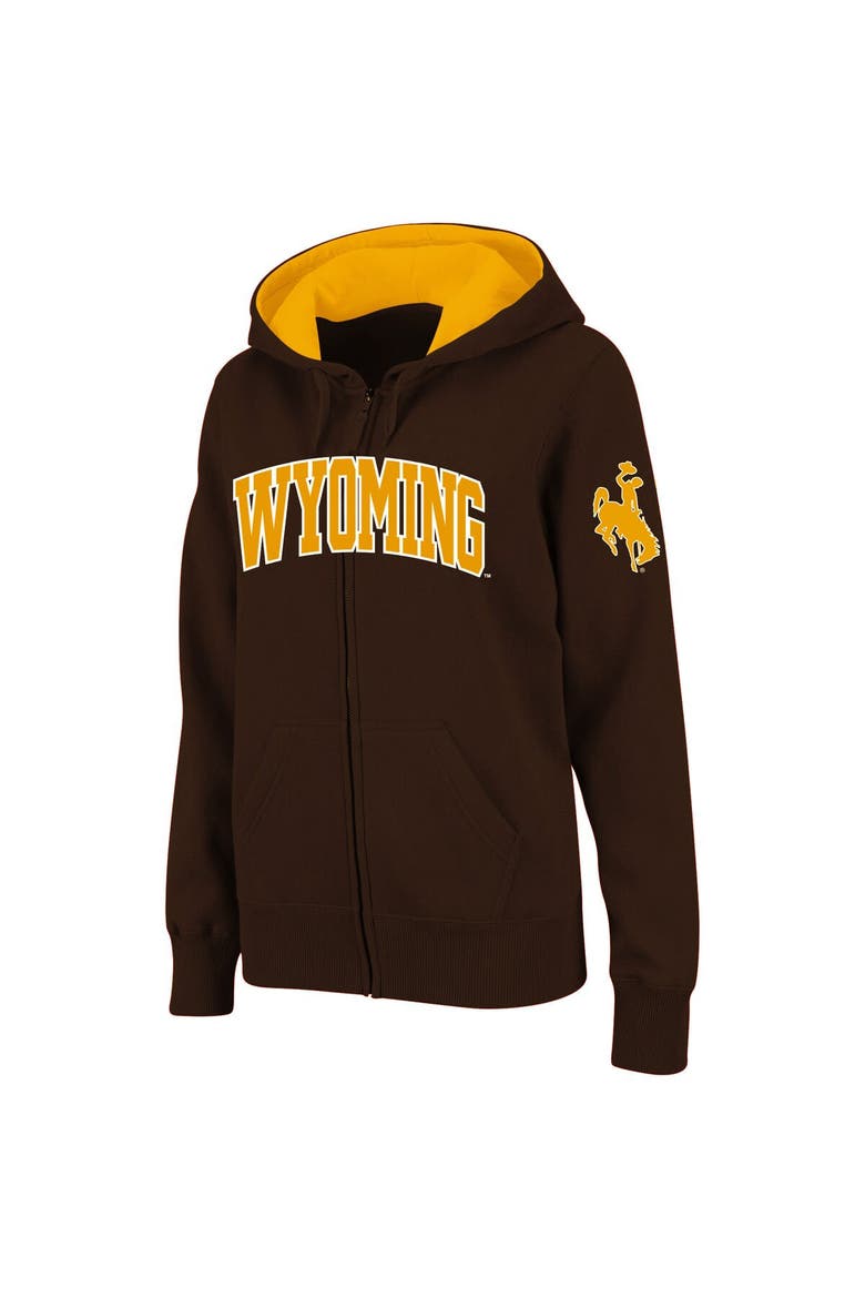 Women's Stadium Athletic Brown Wyoming Cowboys Arched Name Full-Zip Hoodie, Main, color, Brown