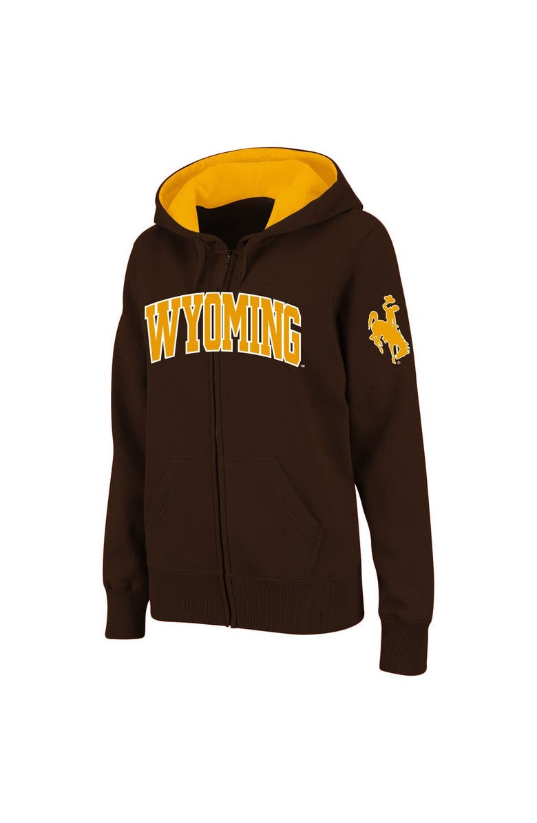 COLOSSEUM Women's Stadium Athletic Brown Wyoming Cowboys Arched Name Full-Zip Hoodie, Main, color, Brown