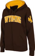 COLOSSEUM Women's Stadium Athletic Brown Wyoming Cowboys Arched Name Full-Zip Hoodie