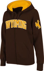 COLOSSEUM Women's Stadium Athletic Brown Wyoming Cowboys Arched Name Full-Zip Hoodie