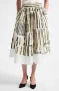 Jason Wu Collection Stripe Collage Stretch Cotton Midi Skirt