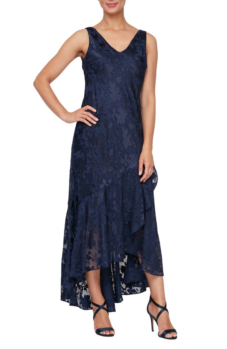 Alex Evenings Textured Floral Crystal Detail Cocktail Dress with Jacket, Alternate, color,