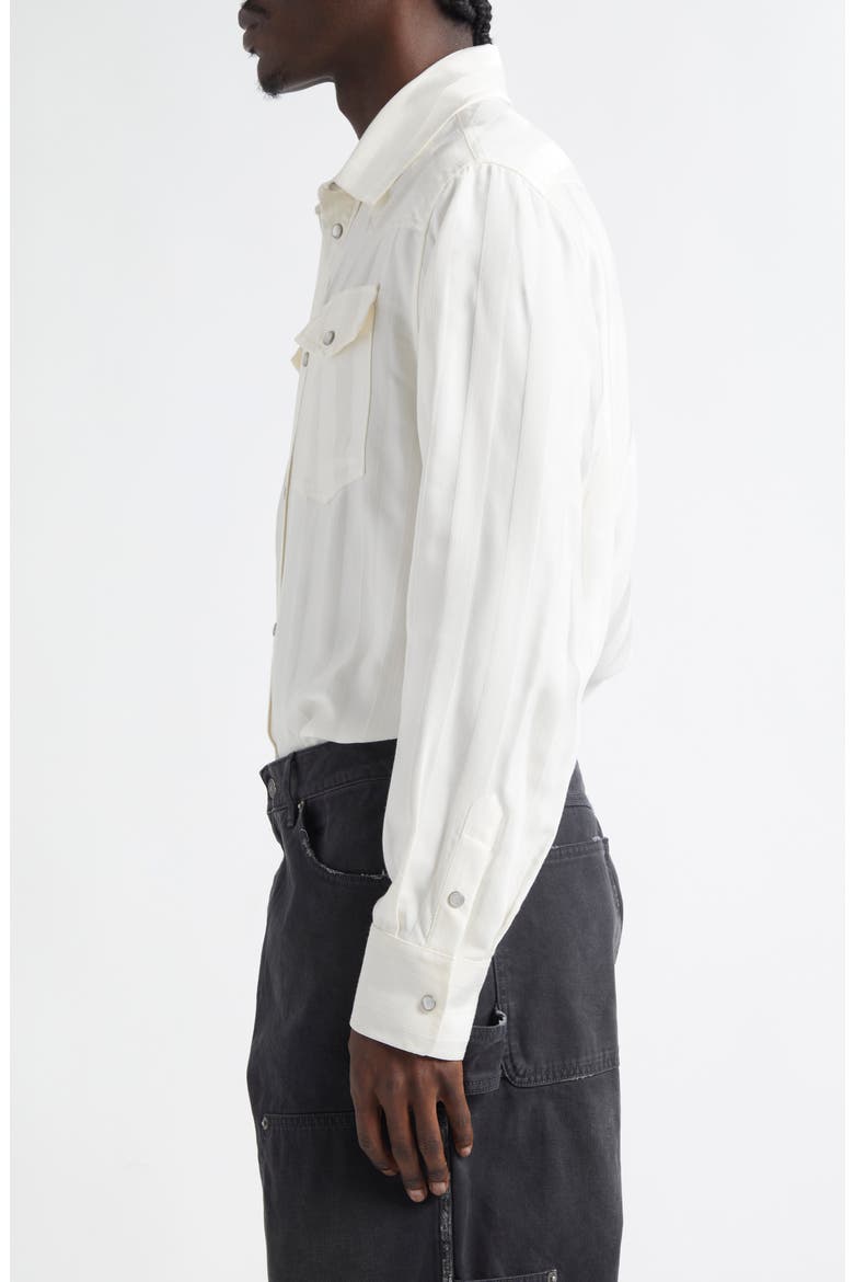 Vertical Stripe Oversize Pearl Snap Shirt, Alternate, color, PAPYRUS