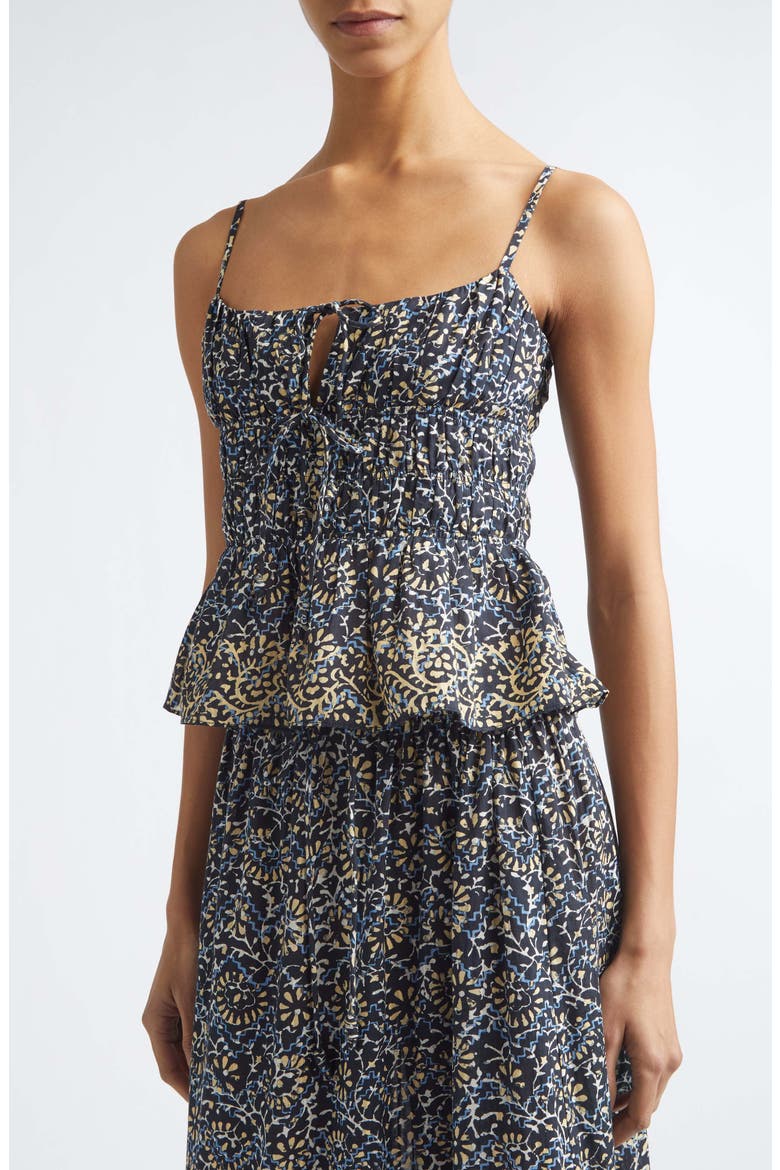 Anya Smocked Peplum Camisole, Alternate, color, MIDNIGHT BLOOM