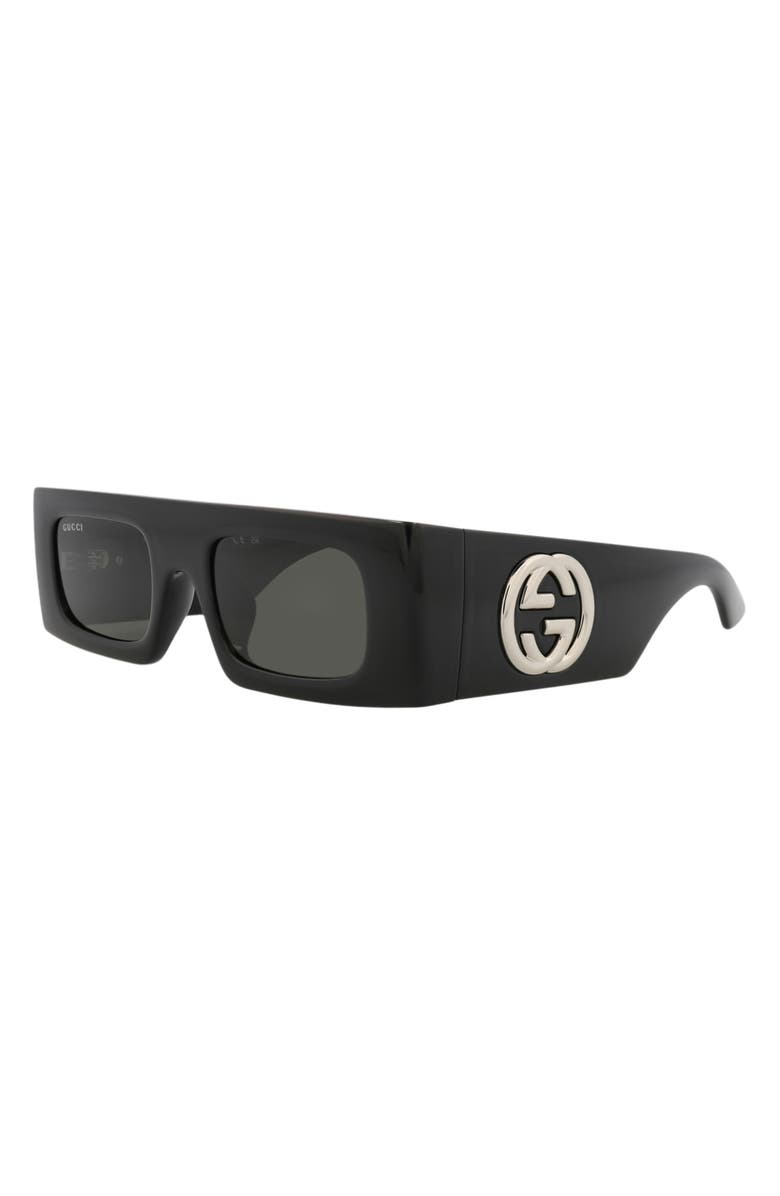 Gucci 49mm Square Sunglasses, Alternate, color, Black Black Grey