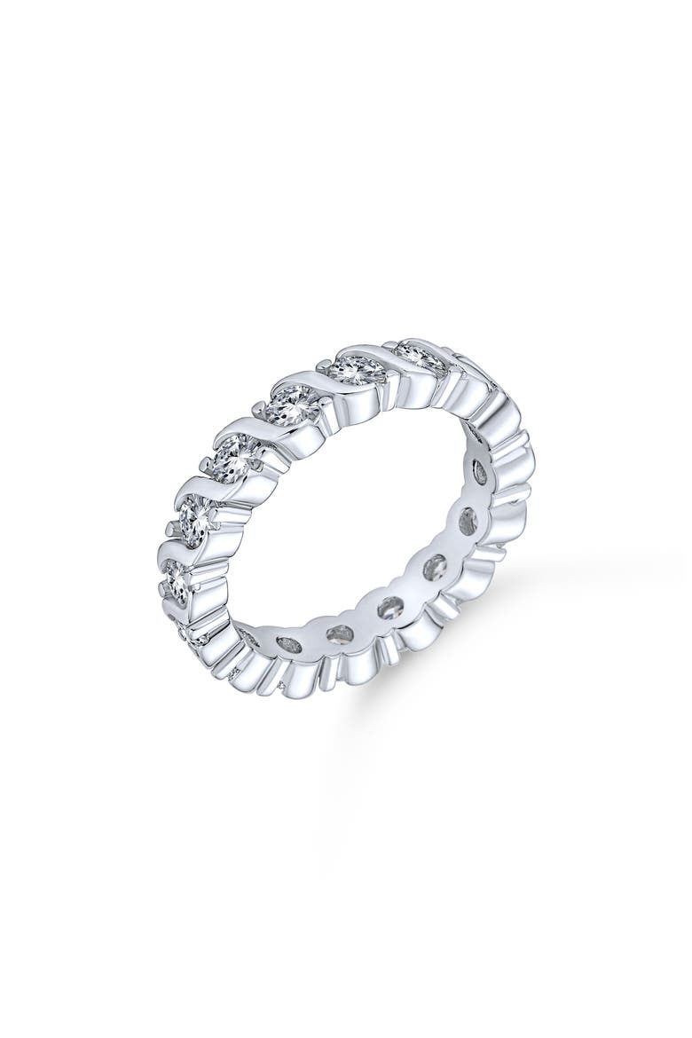 Wave Set Cubic Zirconia Eternity Ring, Alternate, color, SILVER