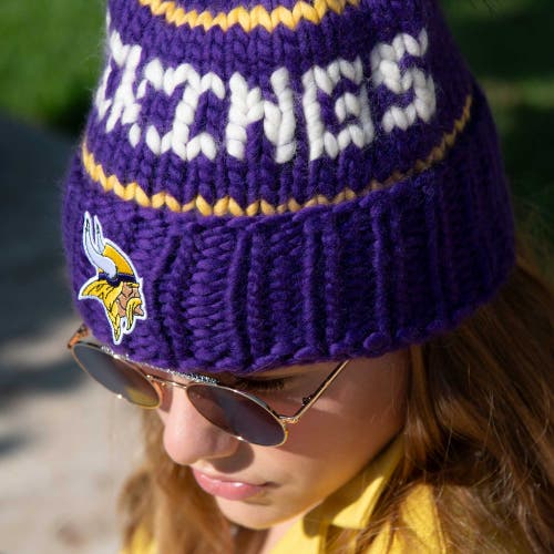 Lele Sadoughi Purple Vikings Nfl Beanie With Yarn Pom In Purple