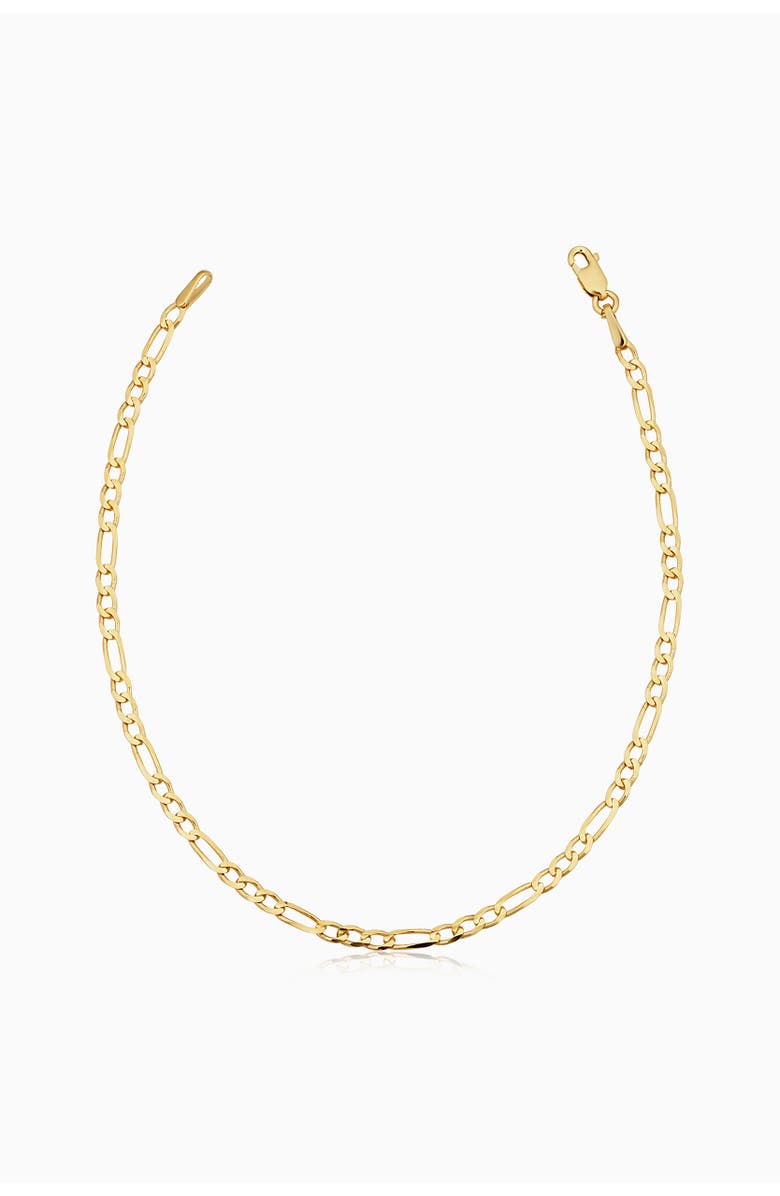 Oradina 14K Gold Florentine Figaro Petite Anklet, Main, color, Yellow Gold