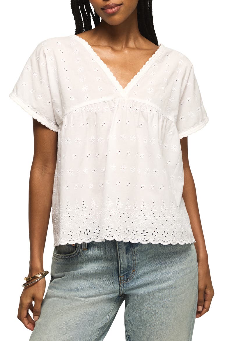 Eyelet Babydoll Top, Main, color, BRIGHT WHITE